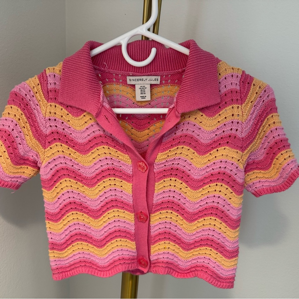 Sincerely Jules Pink and Yellow Button Down Shirt